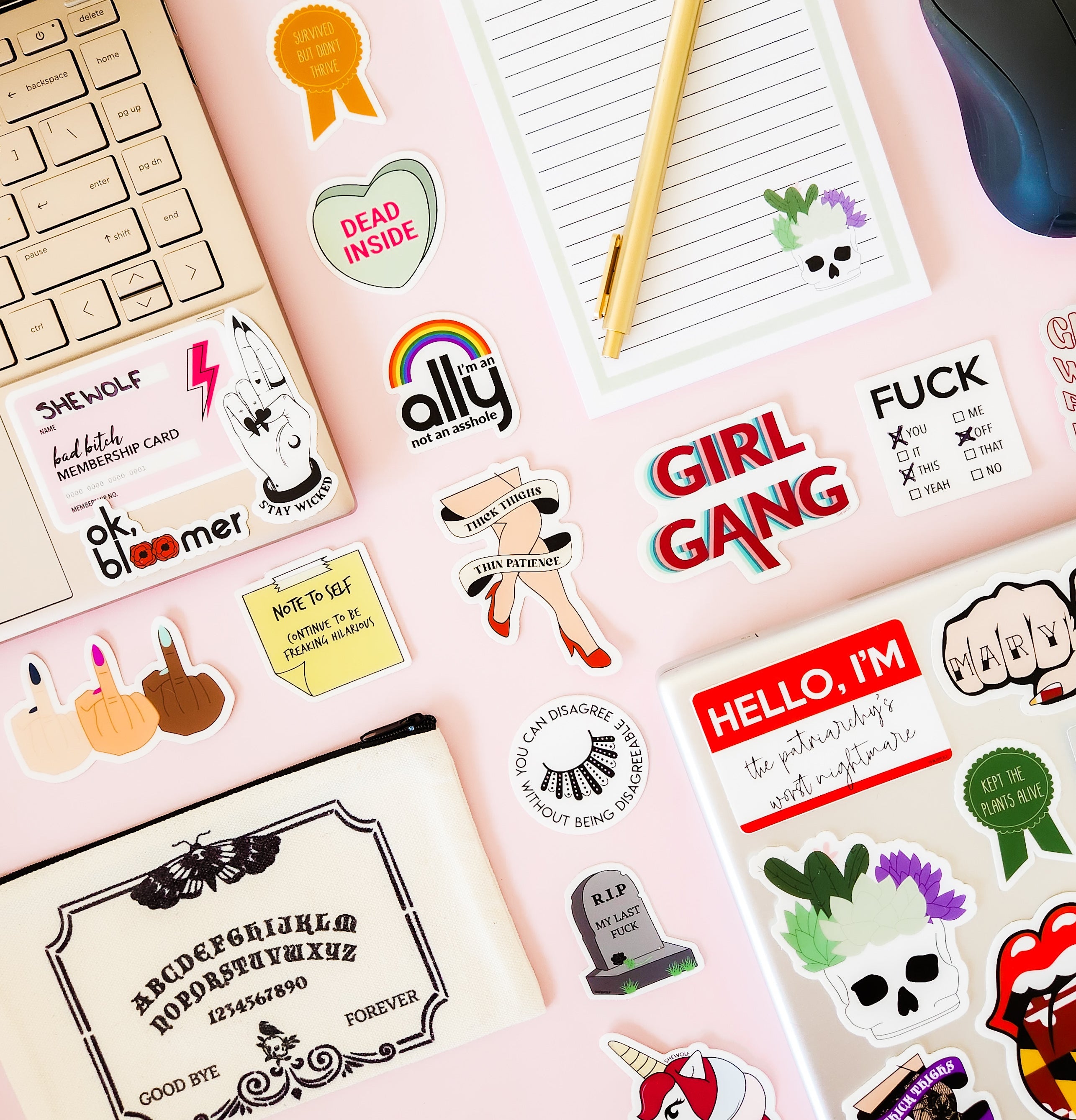 Lady Writing Sticker Bold, Bookish & Feminist Vinyl Stickers | SHEWOLF